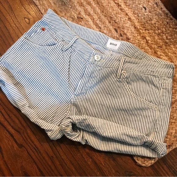 ▪️HUDSON Striped Cuffed Denim Shorts - Picture 1 of 11